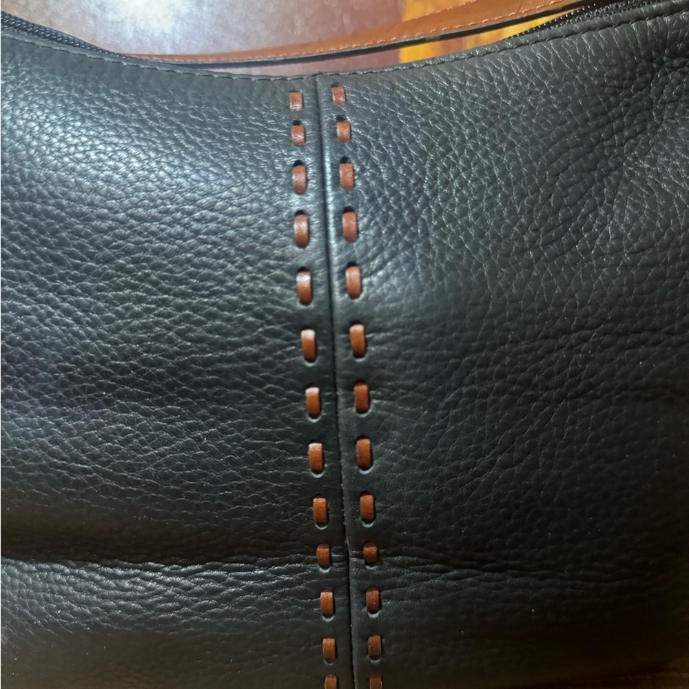 Fossil Black Leather Hobo Bag with Brown Accents #75802 - Picture 12 of 13
